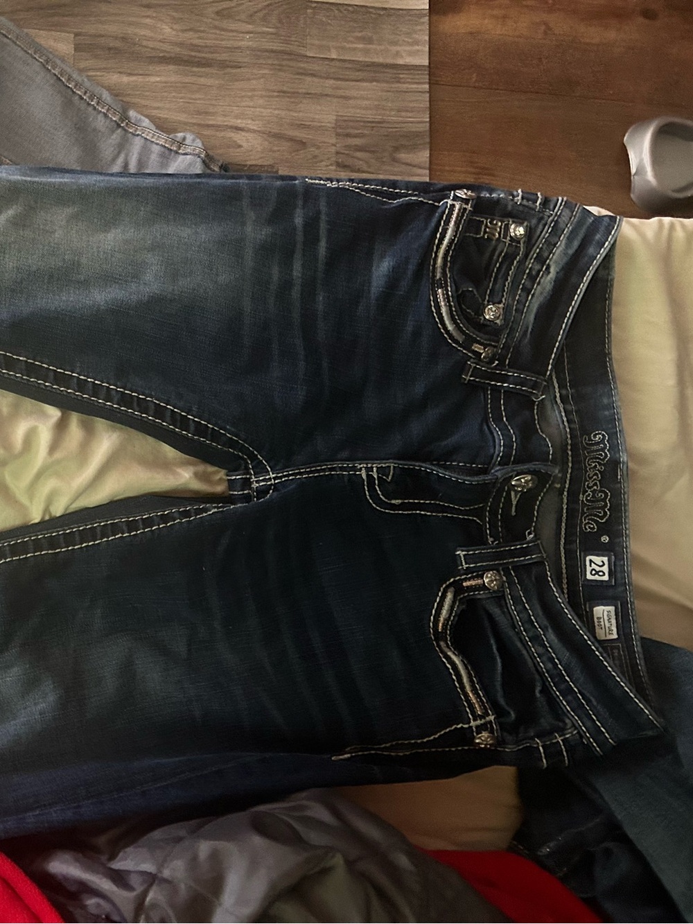 Miss Me Women's Dark Blue Washed Slim Straight Jeans
